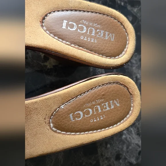 SESTO MEUCCI Tan Leather Women's Sandals Made In Italy Size 8M - Picture 2 of 7